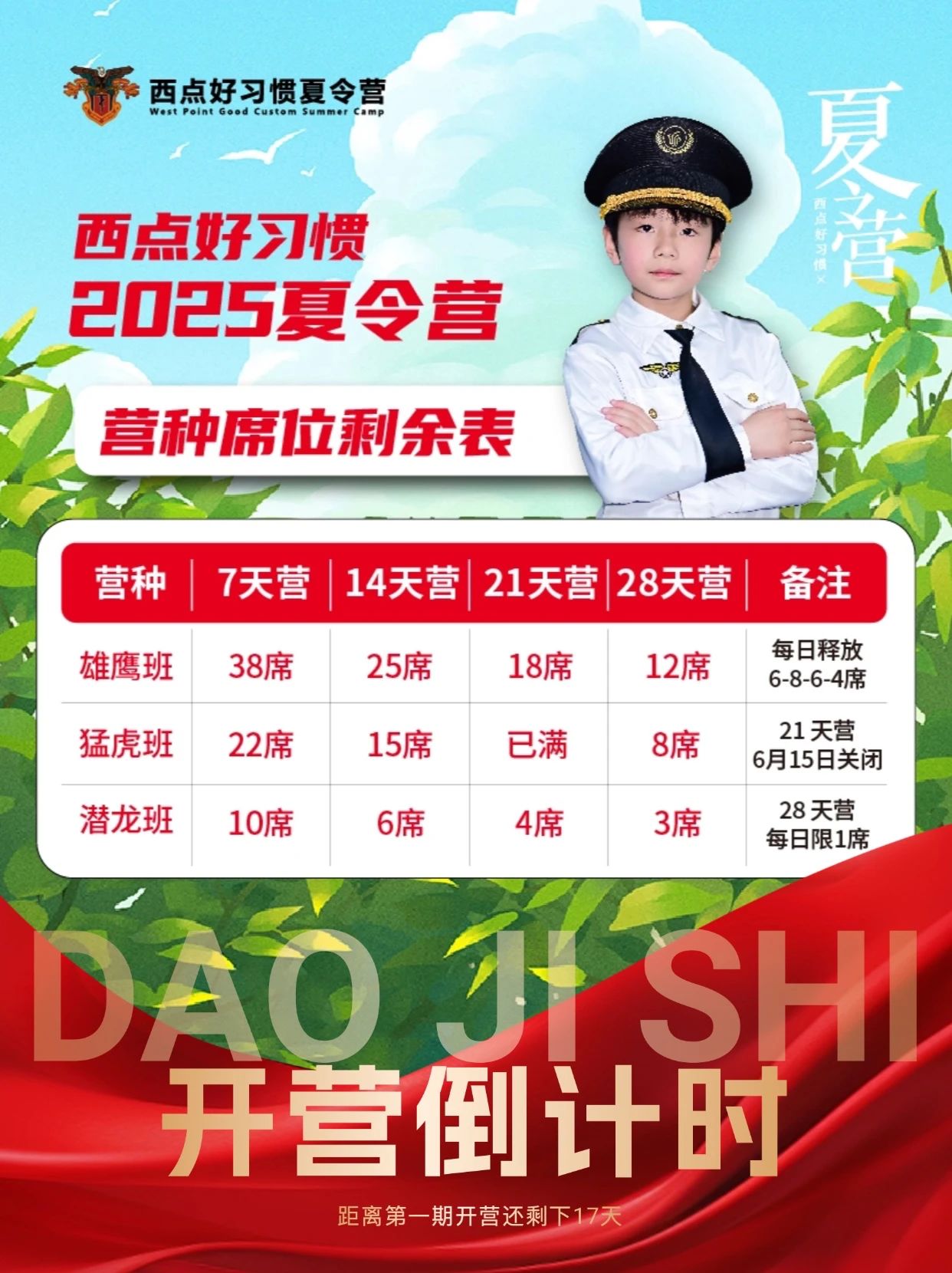 2025首期夏令营爆满！感恩加推候补+二期福利价开启，西点好习惯训练营报名